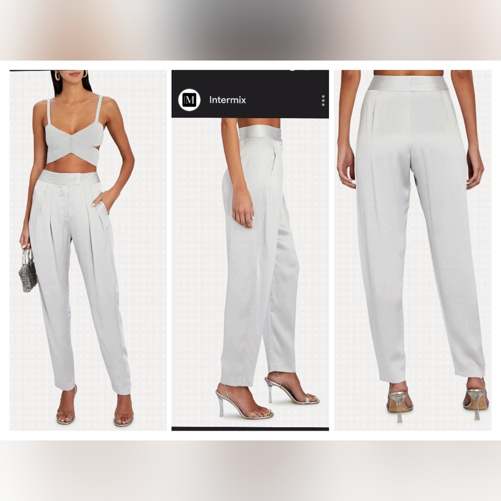 White High-Waist Pleat Front Trousers